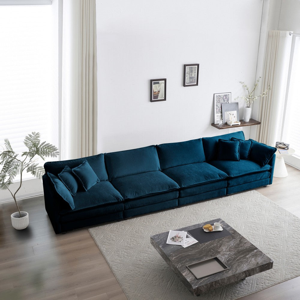 ya 28 Comfy Chenille Blue 4-Seater Modular Sofa - Free Combination,Sectional Couch