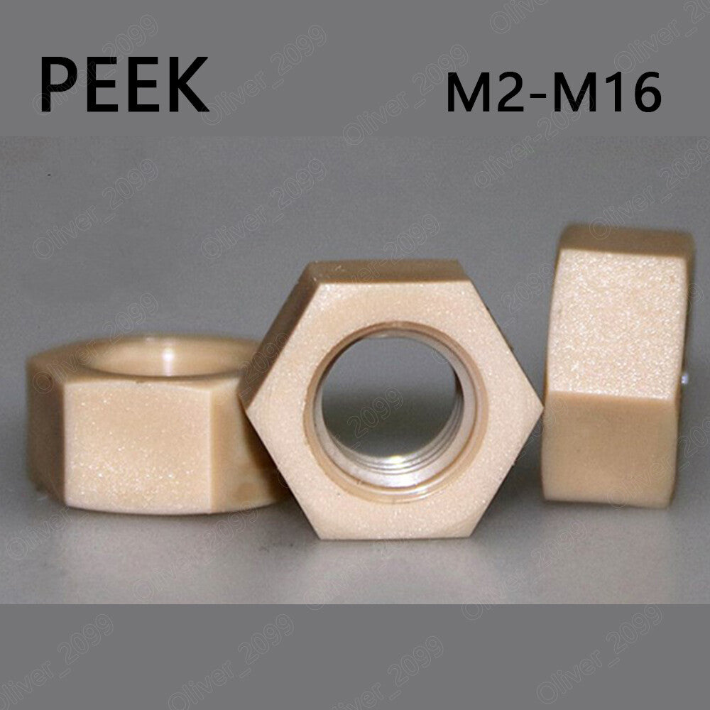 PEEK Plastic DIN934 Hexagon Nuts Hex Nuts M2 M3 M4 M5 M6 M8 M10 M12 M14 M16
