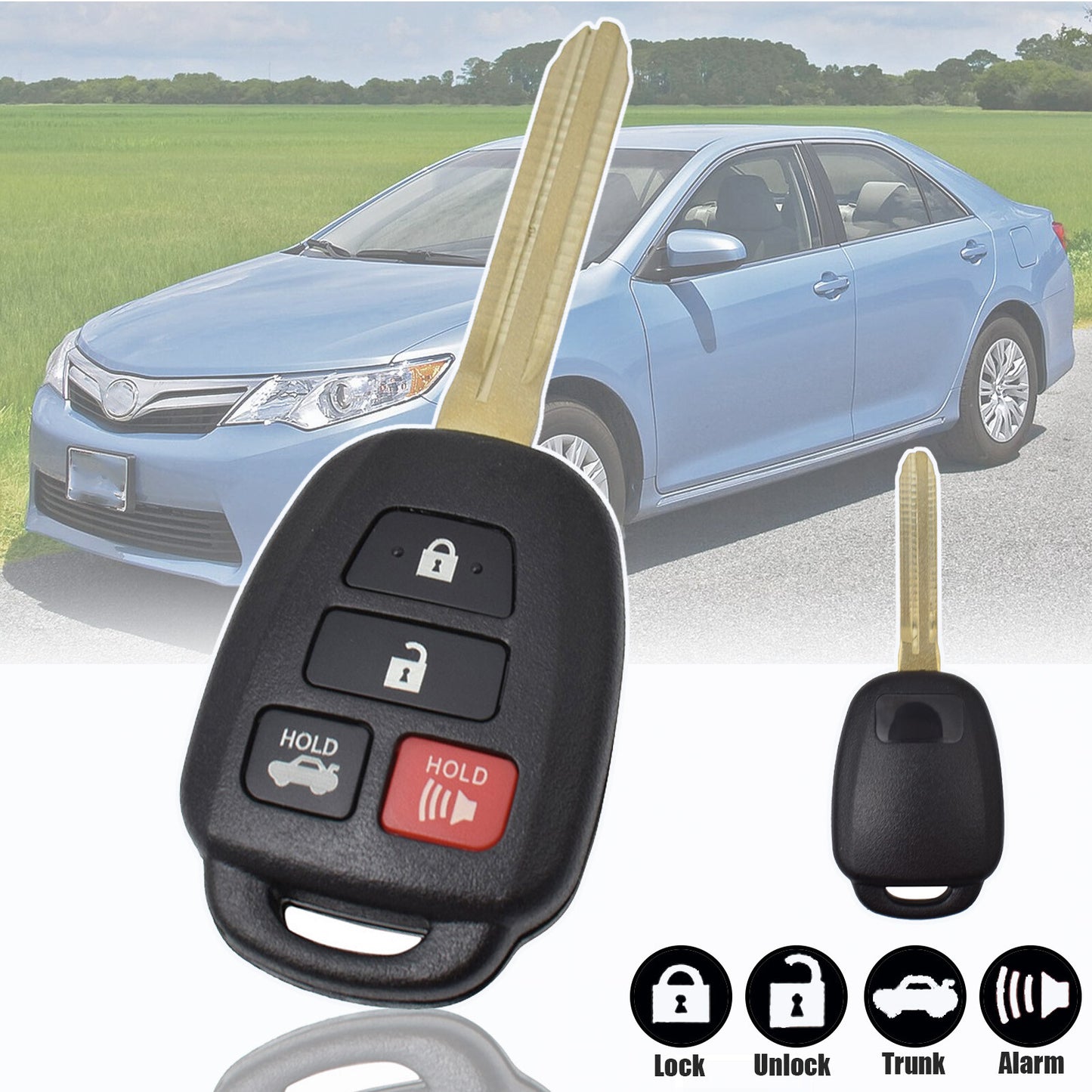 ya 5 8.7 Car Remote Key Fob Shell Case for Toyota for Camry for RAV4 for COROLLA 4 Button uncut Blade