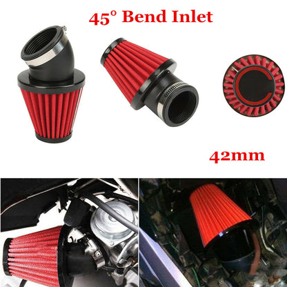 ya 5 8.7 45¡ã Bend High Flow Motorcycle Dual Layer Stainless Steel Mesh Air Filter 42mm