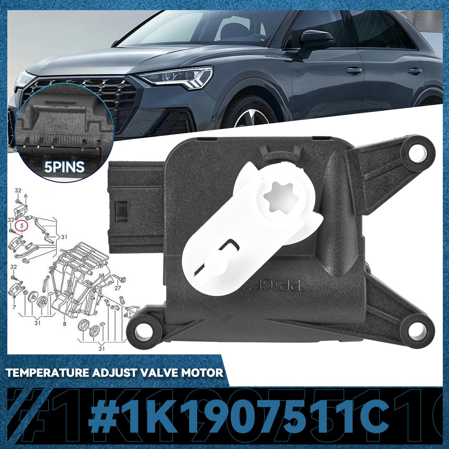 ya 5 8.7 for VW Air Conditioning Blower Actuator Motor 1K1907511C 2Q0907511E 5Q0907511/3C0907511