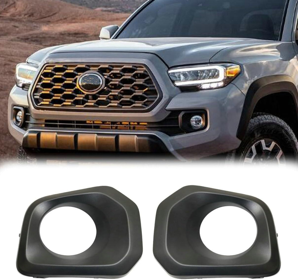 ya 10 10.28 Pair Bumper Fog Light Cover Bezel Left & Right Side For Tacoma 2016-22 n