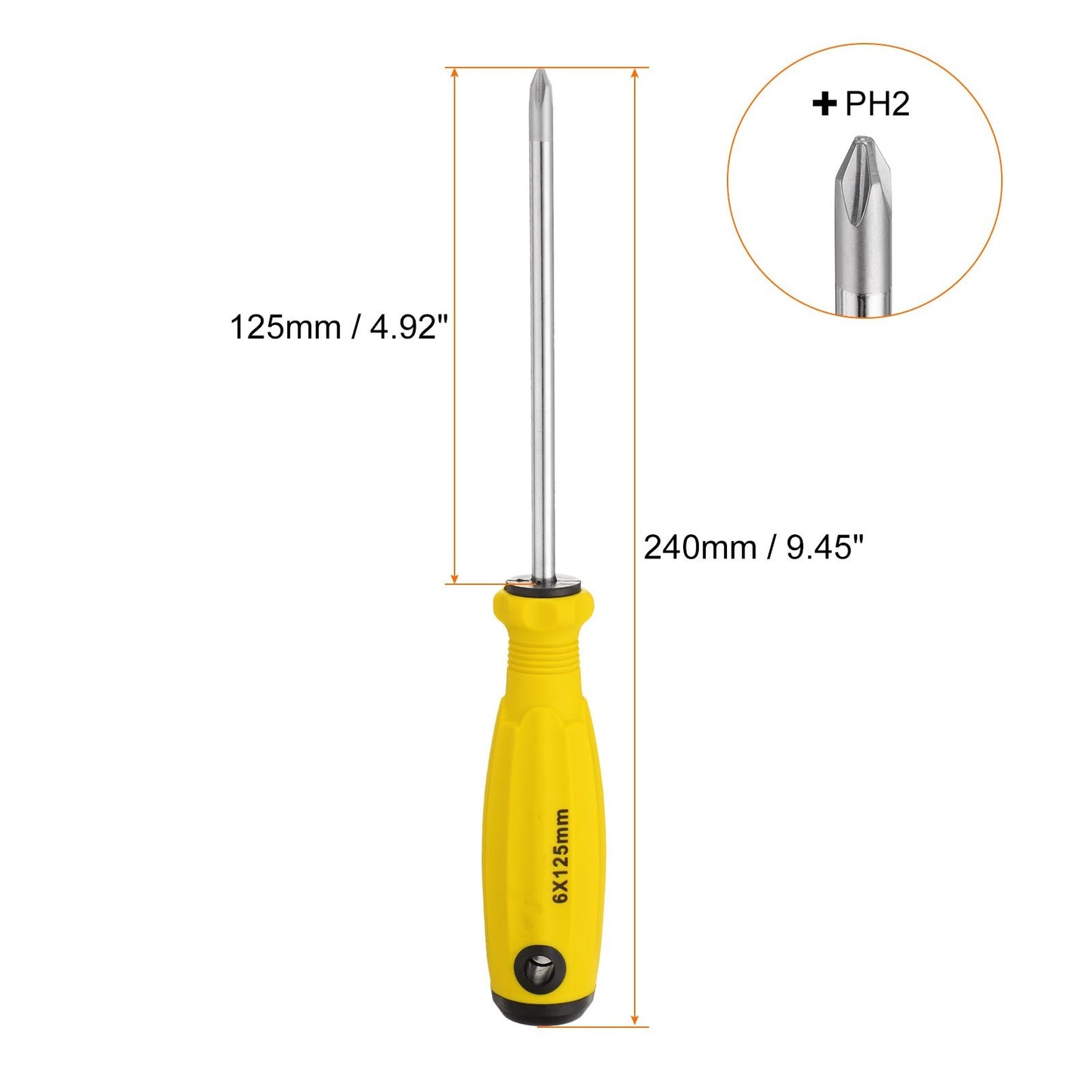 ya 26 #2 9.4 Magnetic Screwdrivers CR-V PH2 Phillips Screwdriver , Yellow