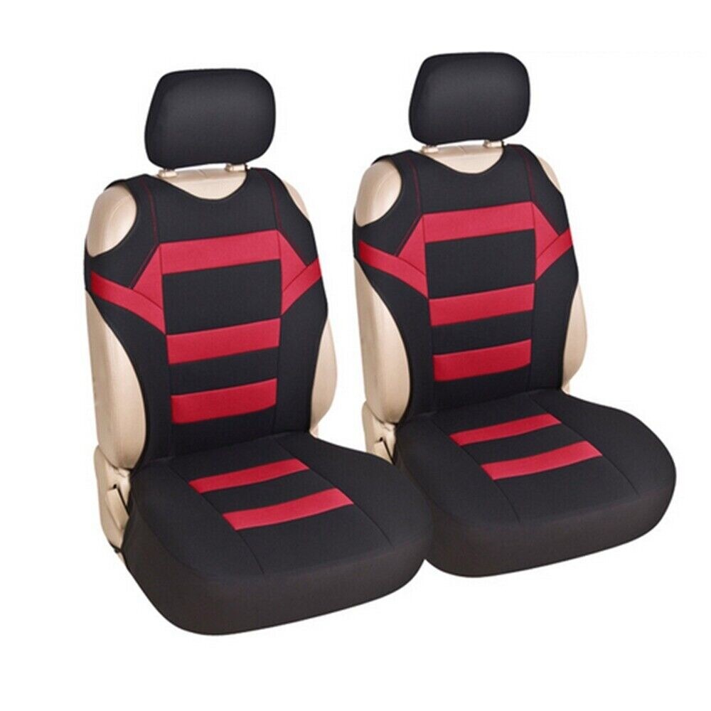 ya 12 5.22 2x Front for SEAT Cover Polyester Mat T-shirt Styling For Car SUV Black/Red