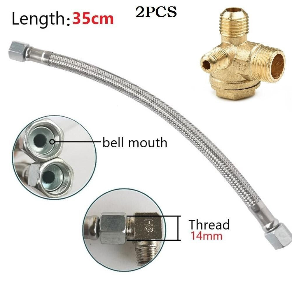 ya 14 2PCS/set 350mm Air Compressor Pump Hose Connecting High Quality Aluminum Tube