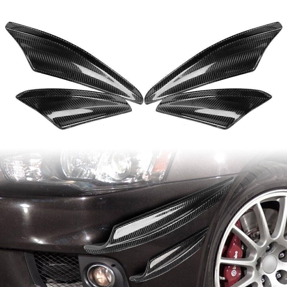 ya 4 6.17 Carbon Fiber Front Canards Fit For 2008-2010 Lancer EVO X 10 Front Bumper 4PCS