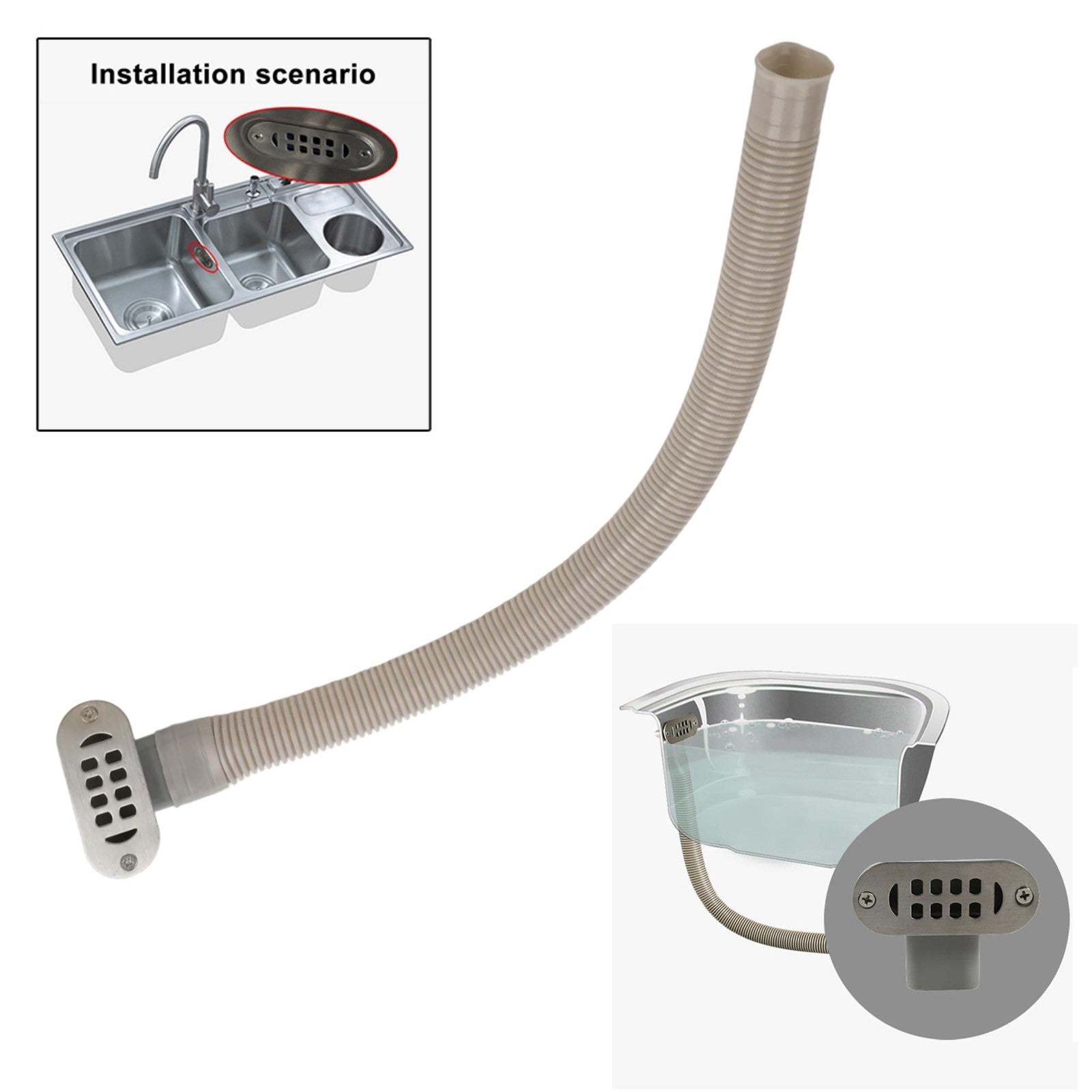 ya 14 SUS304 Oval Overflow Device Various Drain Configurations