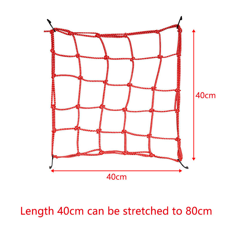 ya 12 5.21 40*40cm Upgraded Reflective Motorcycle Elastic Luggage Cargo Net Strong Red 
