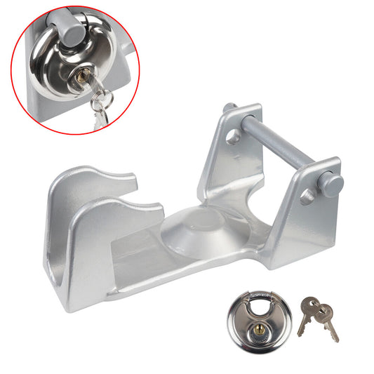 ya 2 6.26.2 TL-50 Gooseneck Hitch Lock W/Key Padlock for RVs Livestock Hauler Trailer Silver