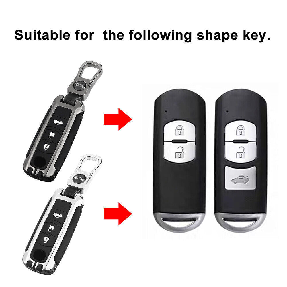 ya 5 8.7 Alloy Full Sealed Key Fob Case Cover Shell Holder for Mazda 3 CX-5 CX-30 Gray