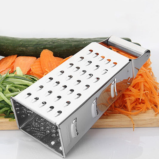 ya 26 4-Sided Stainless Steel Box Cheese Carrot Food Grater Shre er 21.5*8.5cm Silver