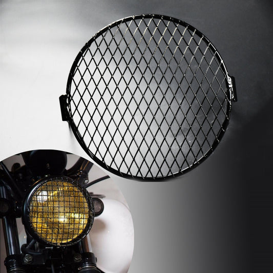 ya 4 6.22 6.3'' Retro Motorcycle Grill Headlight Cover Guard Mount Fit for Harley Softail