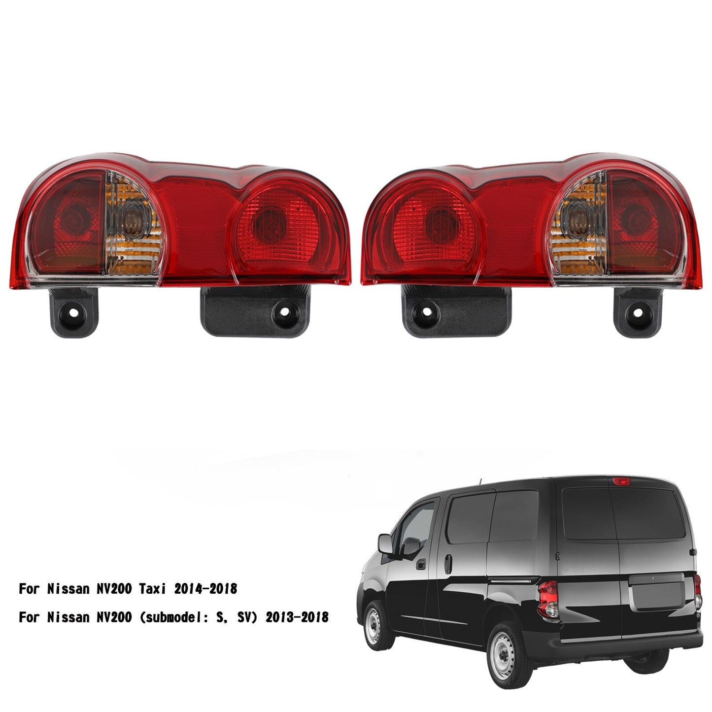 ya 1 8.5.4 Left+Right Tail Light Rear Lamp Clear Red Lens For NV200 2013-18 D1