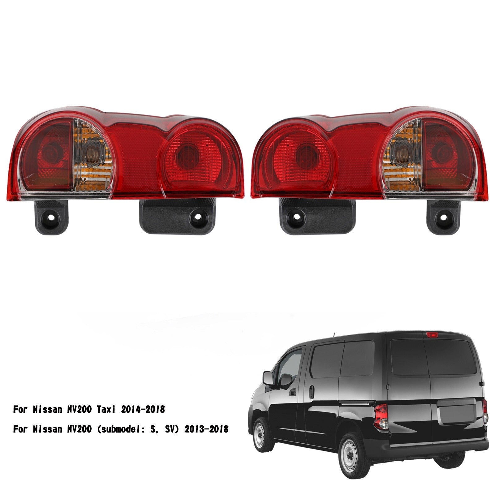 ya 1 8.5.4 Left+Right Tail Light Rear Lamp Clear Red Lens For NV200 2013-18 D1