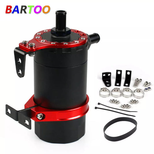 ya 27 6.21 Round Oil Tank Baffled Aluminum Oil Catch Can Resevoir Tank Kit Car Racing