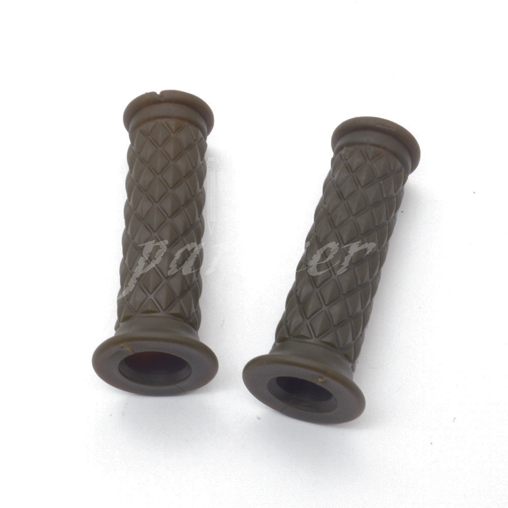 ya 5 8.7 7/8'' 22mm Retro Diamond Rubber Handlebar Hand Grip For Cafe Racer Bobber Custom