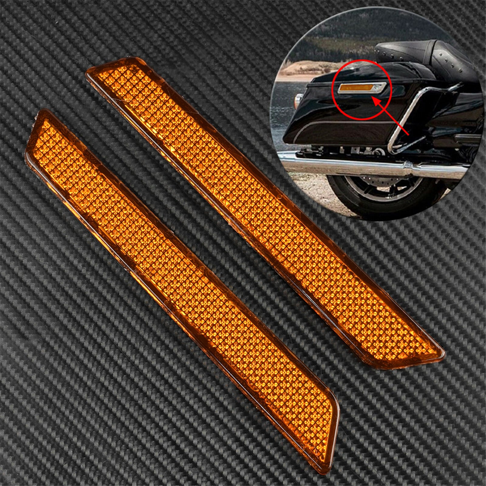 ya 12 5.21 Amber Saddlebag Guard Latch Cover Reflectors Fit for Harley Touring CVO 2014-19