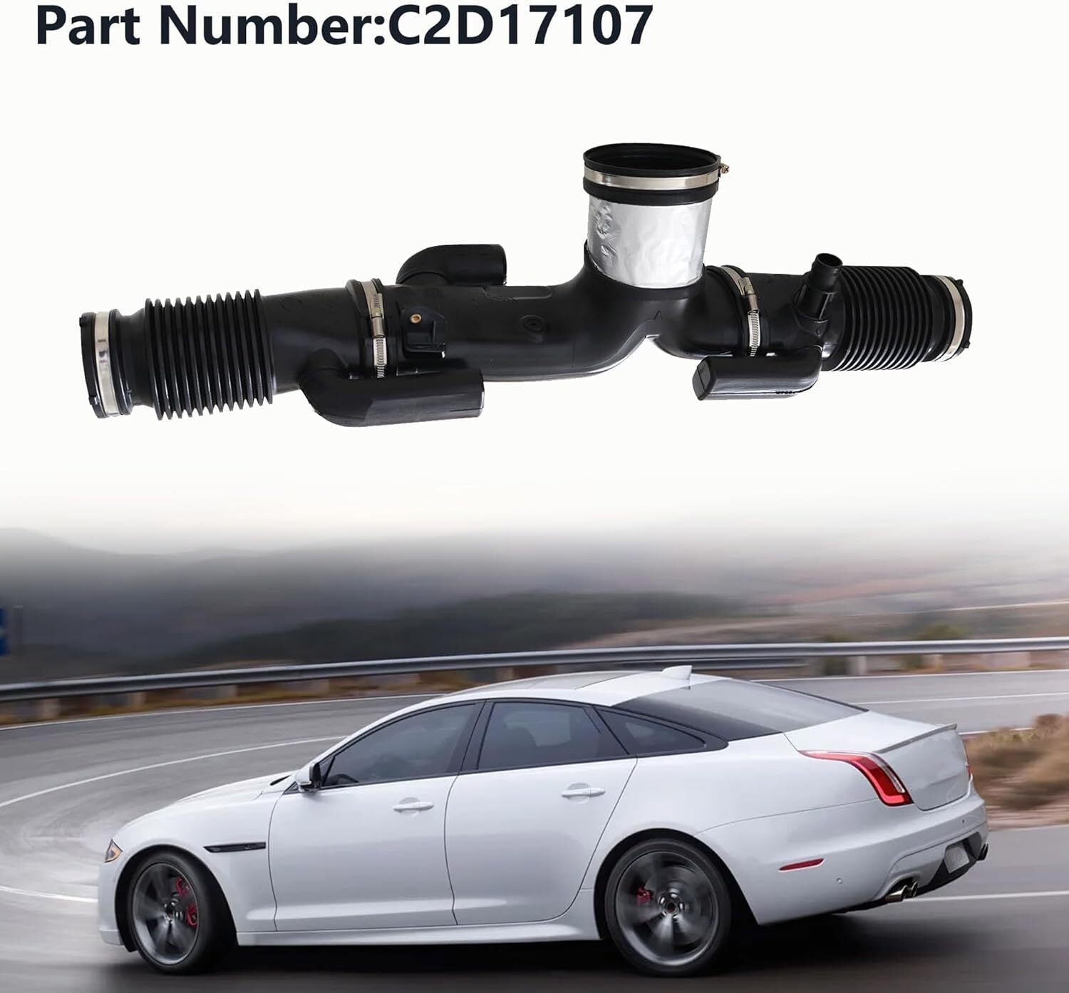 ya 5 8.7 For 2013-2019 for Jaguar XJ XJL 3.0L RWD C2D17107 AIR INTAKE RESONATOR HOSE TUBE