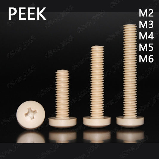 PEEK Plastic Phillips Cross Pan Head Screws M2 M3 M4 M5 M6