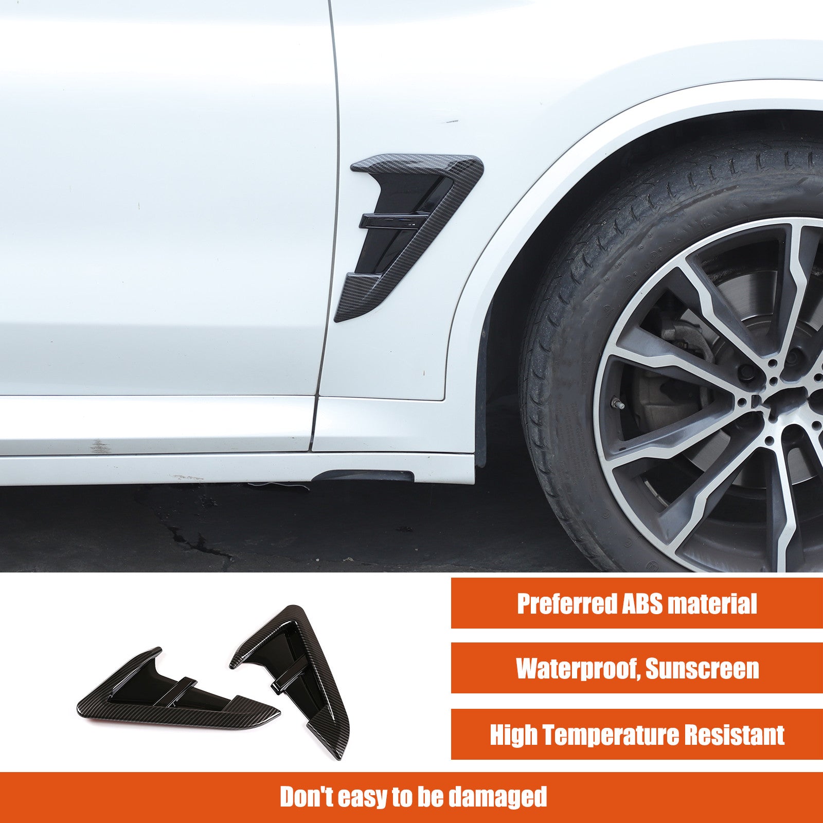 ya 1 8.5.3 Gloss Black Windproof Buffet Deflector Vent Cover Kit for Fiat 500 2010 - 2023