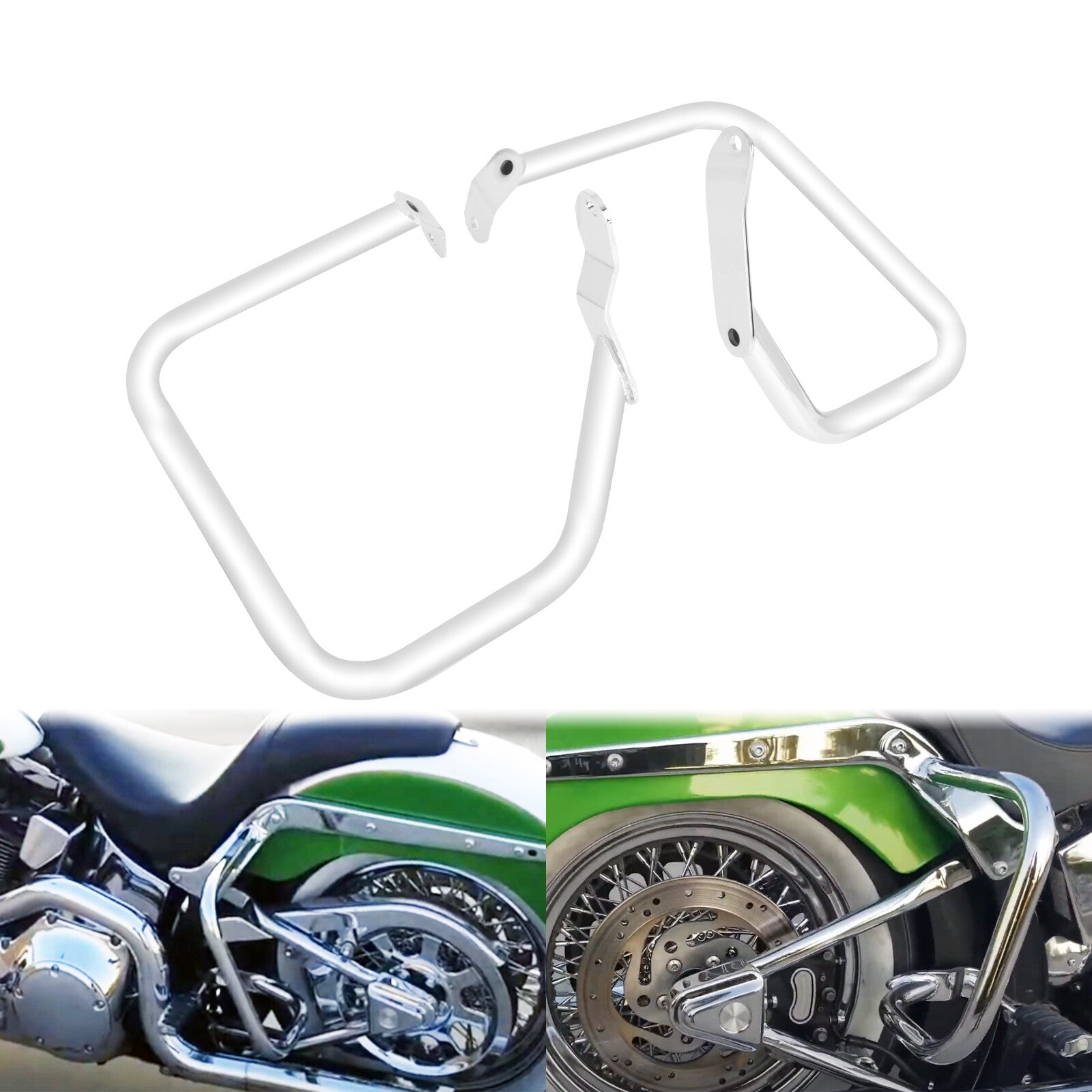 ya 11 6.5 Chrome Rear Saddlebags Guard Rails Crash Bar for Harley Heritage Softail 00-17