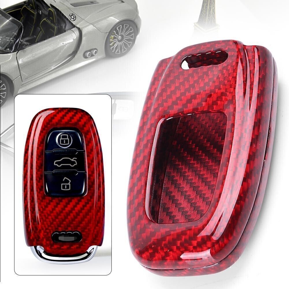 ya 5 8.7 Red Carbon Fiber Remote Key Fob Case Shell Fit for Audi A5 Q5 Q7 R8 S3 S4 S7 S8