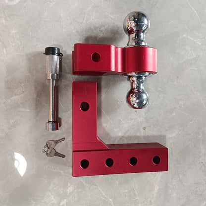 ya 5 8.7 Red adjustable trailer hitch with double ball mount fits 2 inch receiver and 6 inch drop hitch