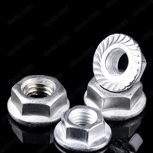 M5 M6 Aluminum Alloy 6061 Hex Flange Nut Serrated Lock Nut Aluminum profile Nuts