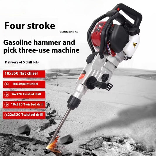 2-Stroke Gas Demolition Jack Hammer Concrete Breaker Punch Drill Tool 32.7CC