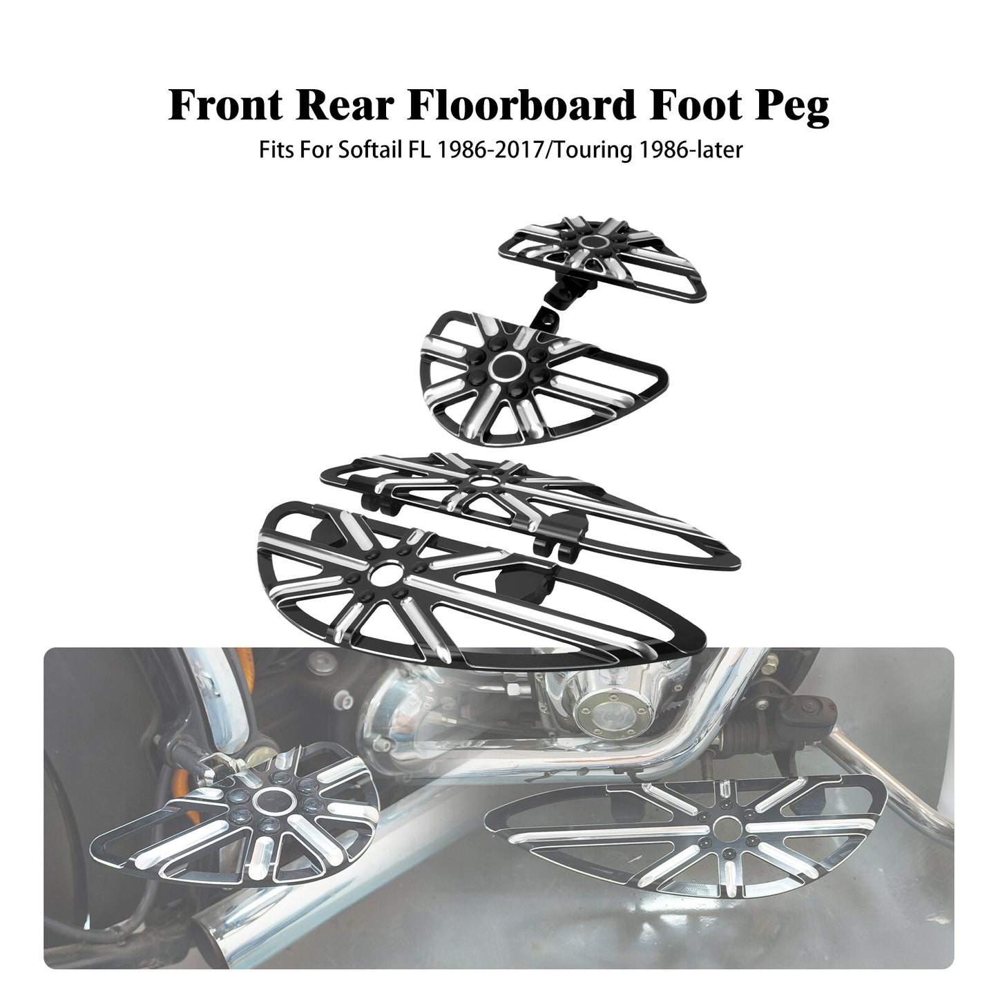 ya 11 6.8 Driver Passenger Black Floorboards for Harley Touring Road Electra Glide 86-2025