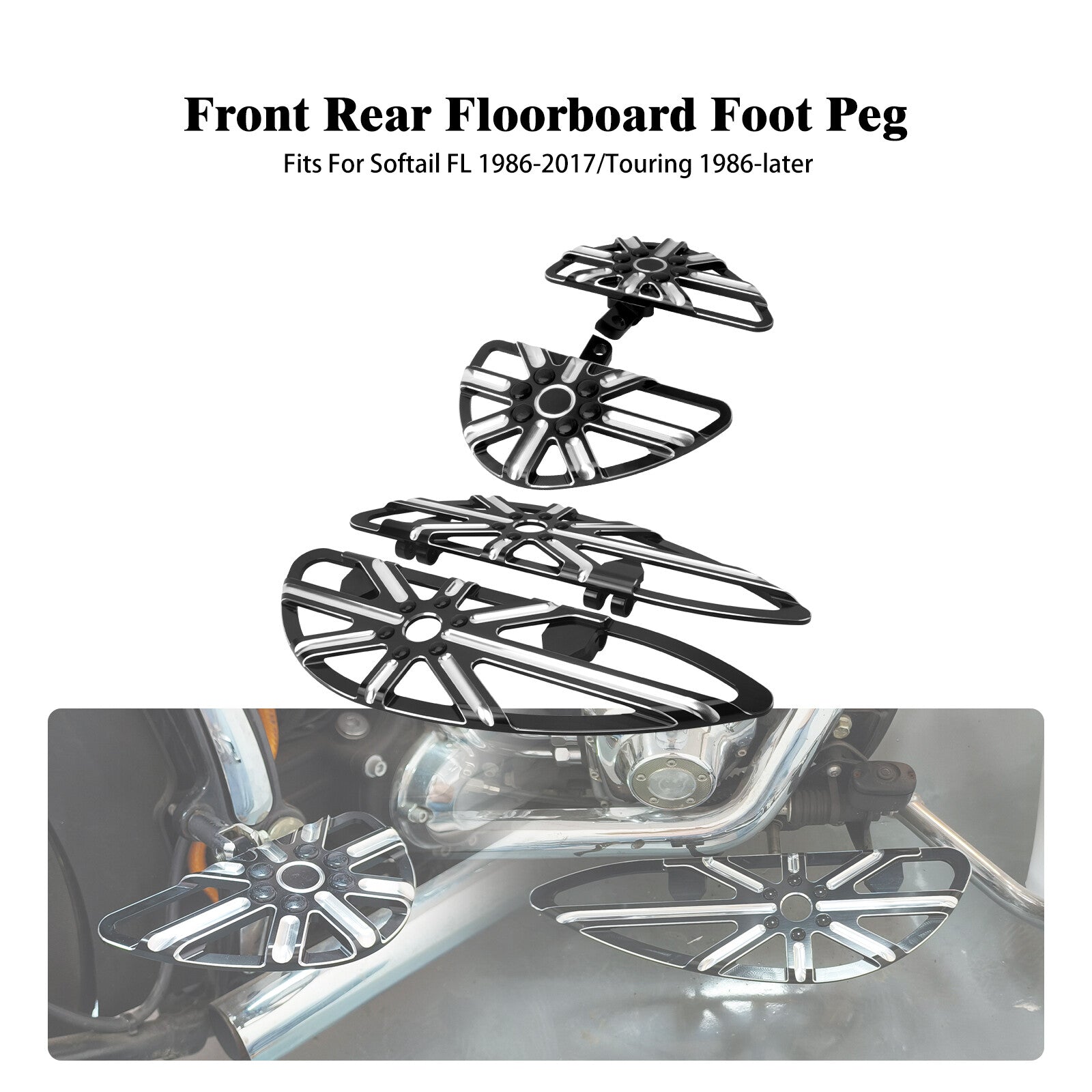 ya 11 6.8 Driver Passenger Black Floorboards for Harley Touring Road Electra Glide 86-2025