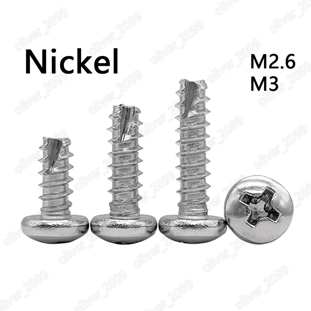 Nickeled Steel Phillips Pan Head Self Tapping Screws Scrape Point M2.6 M3