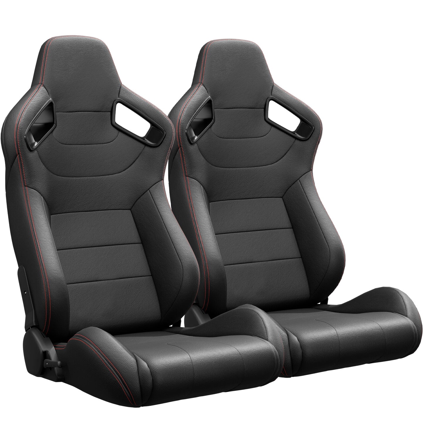 ya 5 8.7 2PC Universal Black Bucket Racing for SEATs PVC Leather Reclinable w/Adjustor Slider