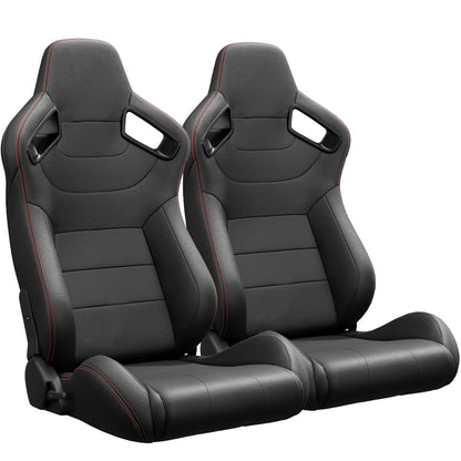 ya 5 8.7 2PC Universal Black Bucket Racing for SEATs PVC Leather Reclinable w/Adjustor Slider