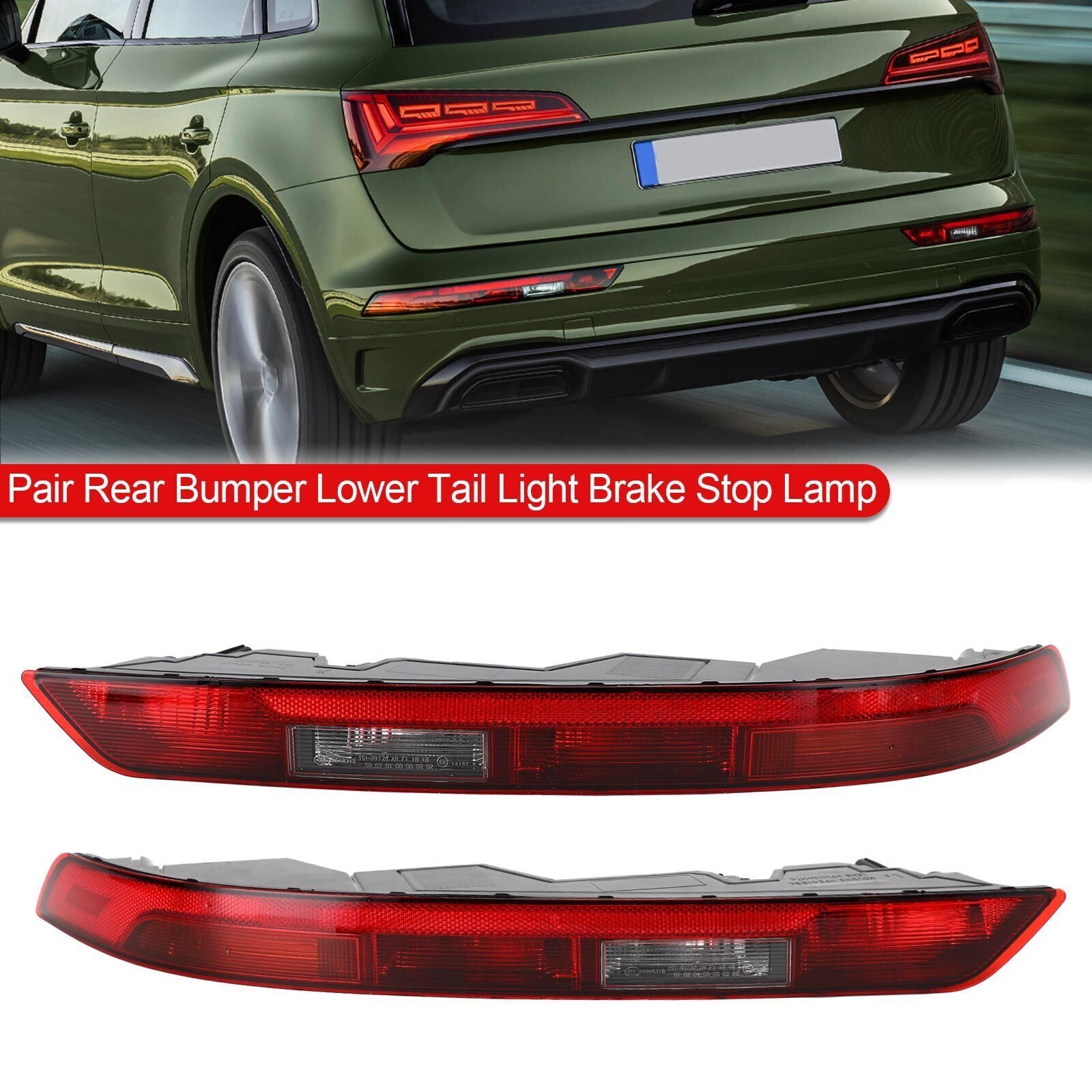 ya 1 8.5.1 Pair Rear Bumper Lower Tail Light Brake Stop Lamp for Audi Q5 18-2021 US Ver. SG