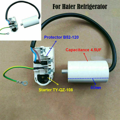 ya 26 Starter+Compressor Relay Protor+Capacitor Replacement for Reigerator
