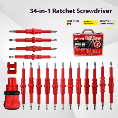 ya 26 34Pc Heavy Duty Ratchet Screwdriver Interchangeable Heads Triples Gear Mechanism