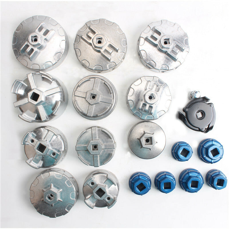 ya 14 19PCS Filter Wrench Oil Grid Wrench Set Oil Filter Cap Wrench Socket Removal Too