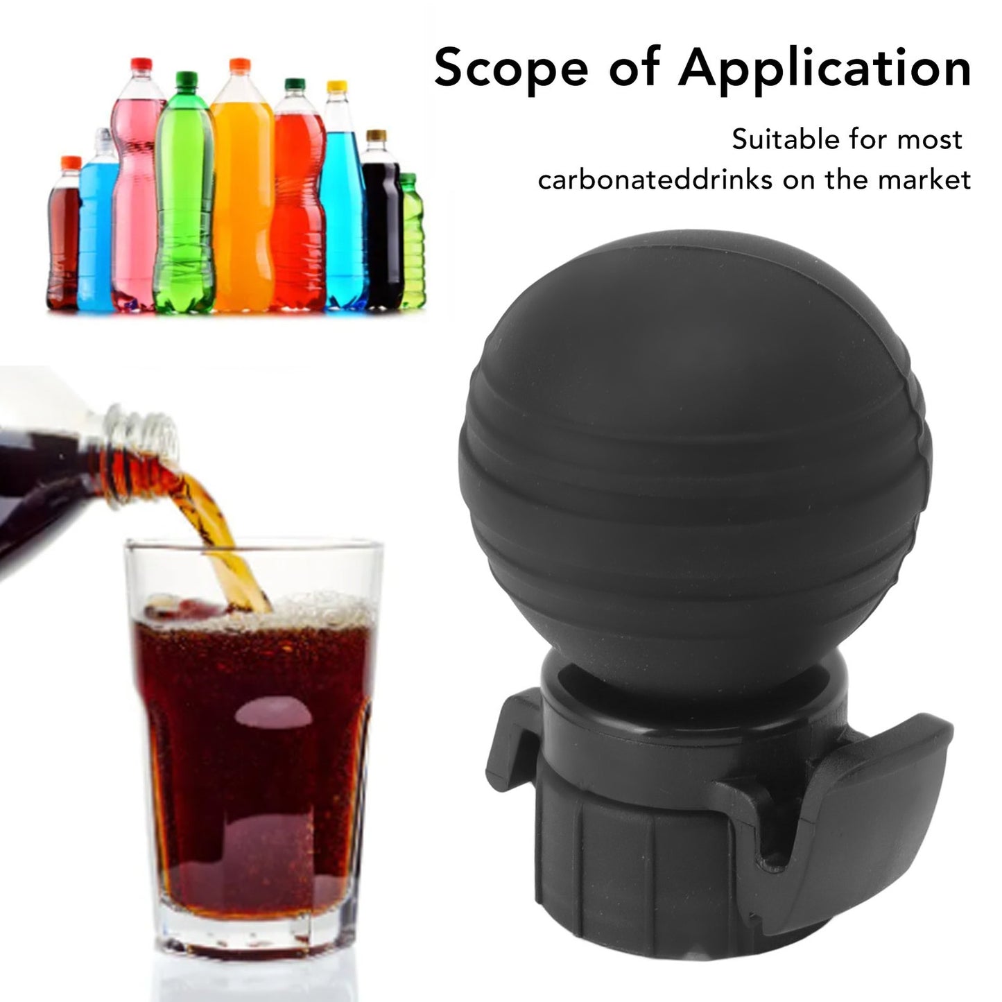 ya 26 Black Soda Bottle Lid Silicone Leak Proof Carbo ted Drink Air Pump Lid Fizz