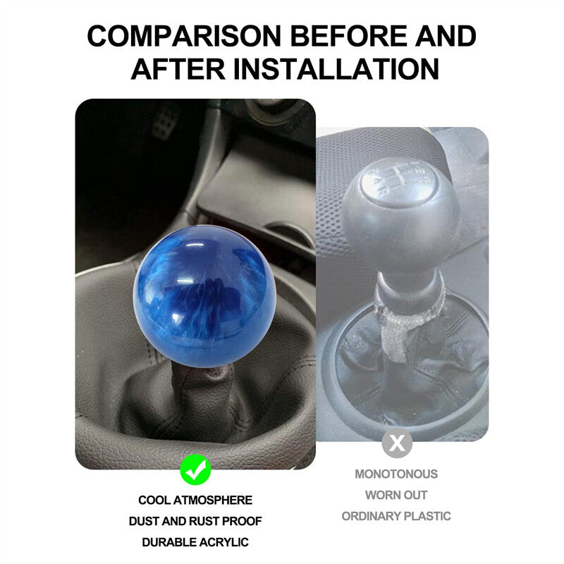 ya 11 6.5 1 * Marble Style Round Ball Shift Knife Gear Shifter Head with 3 Adapters Dark Blue 