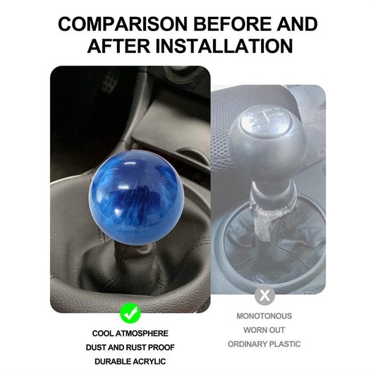 ya 11 6.5 1 * Marble Style Round Ball Shift Knife Gear Shifter Head with 3 Adapters Dark Blue 