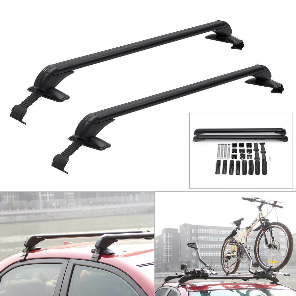 ya 5 8.7 Car Top Roof Rack Cross Bar 39.4 Luggage Carrier Aluminum w/ Lock Universal KY