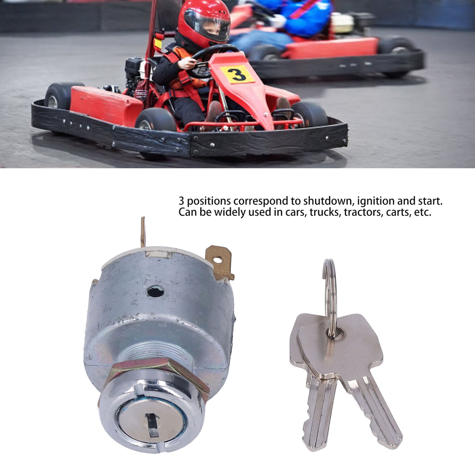 ya 14 Ignition Switch Starter 3 Termi l 3 Position With 2pcs Key DC 12V Accessory