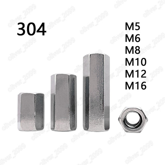 304 Stainless Steel Long Hex Coupling Nuts DIN6334 Standoff Spacer Pillar M5-M16