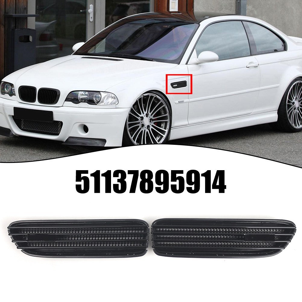 ya 3 6.23 Glossy Black Side Grill Fender Vent Grille for for BMW E46 For M3 2001-2006
