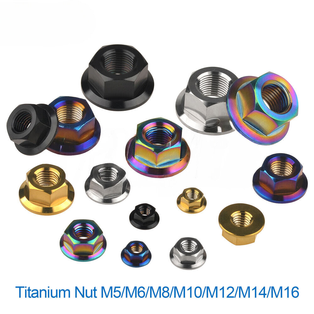 Titanium Nut M5 M6 M8 M10 M12 M14 M16 Flange Hex Nuts for Bike Motorcycle Car