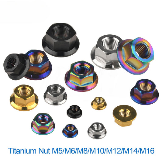 Titanium Nut M5 M6 M8 M10 M12 M14 M16 Flange Hex Nuts for Bike Motorcycle Car