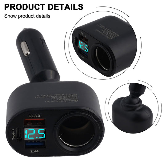 ya 1 7.7 Car Socket Splitter for Charger with Fast Charging USB Port for 12 24V Devices