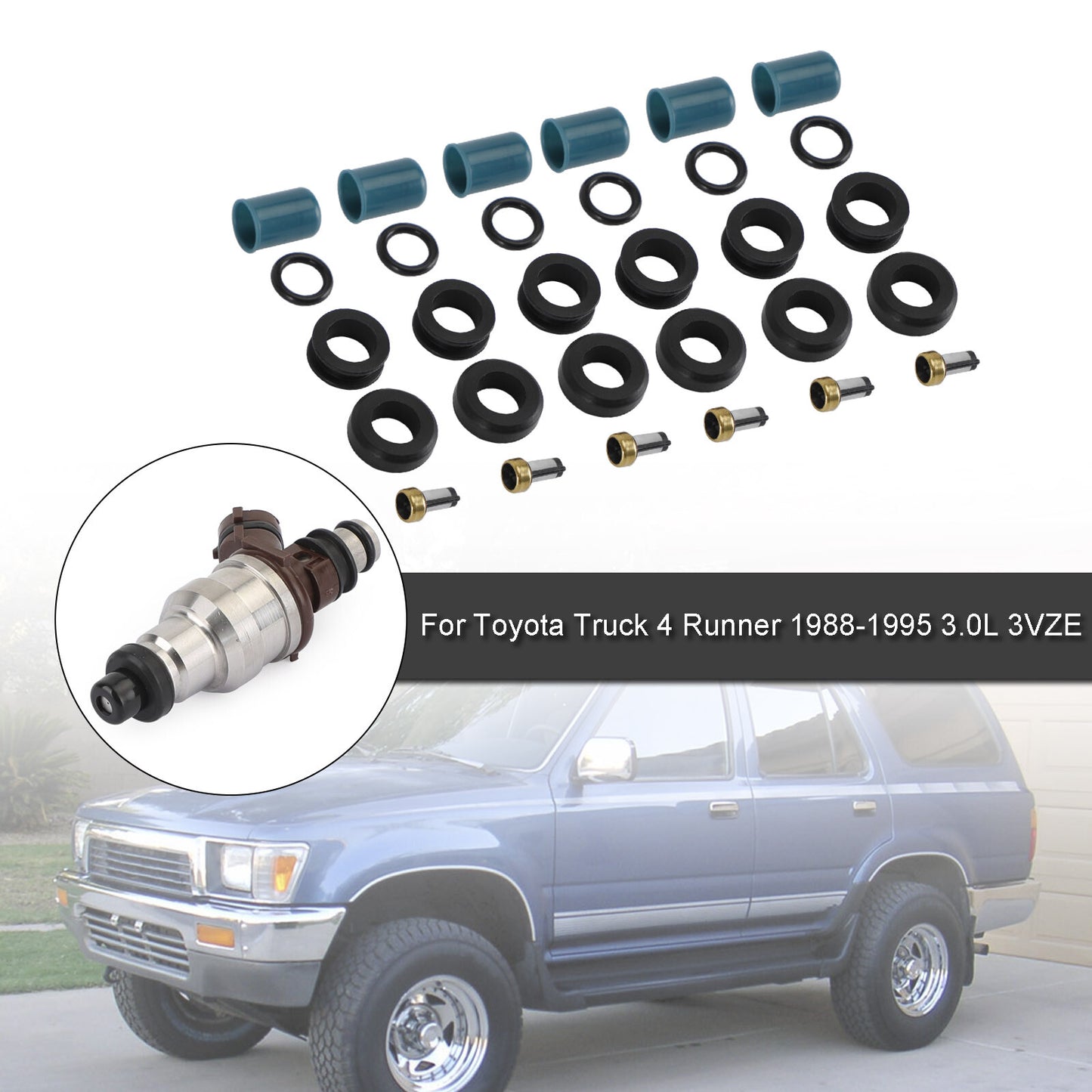 ya 1 8.5.1 6PCS Fuel Injectors Repair Seal Rebuild Kit for 3VZE 1988-1995 3.0L Truck