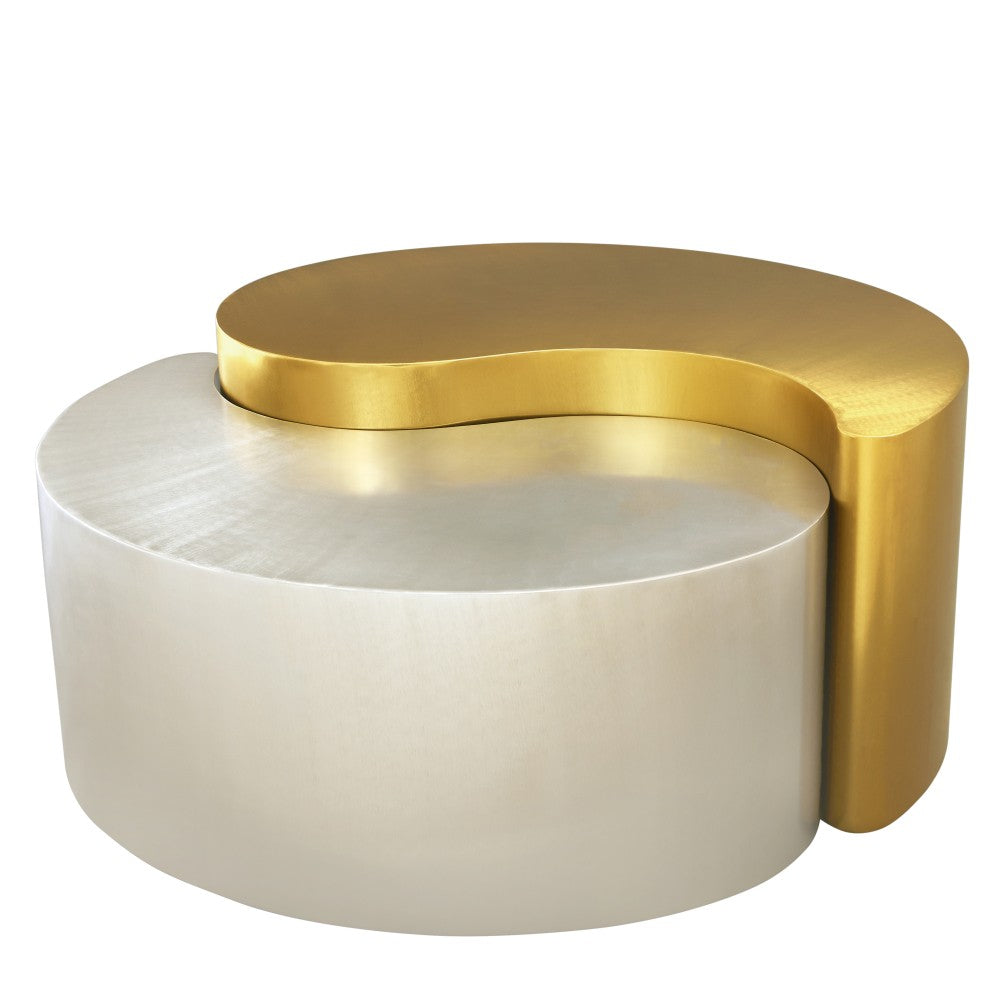 ya 28 Modern YING YANG Coffee Table Gold & Silver Metal Frame